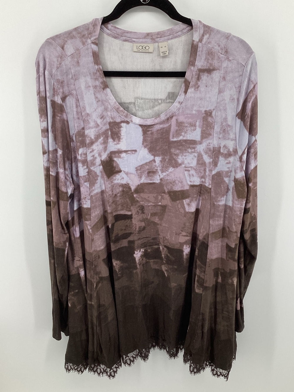 LOGO by Lori Goldstein Brown Ombre Long-Sleeve Tunic